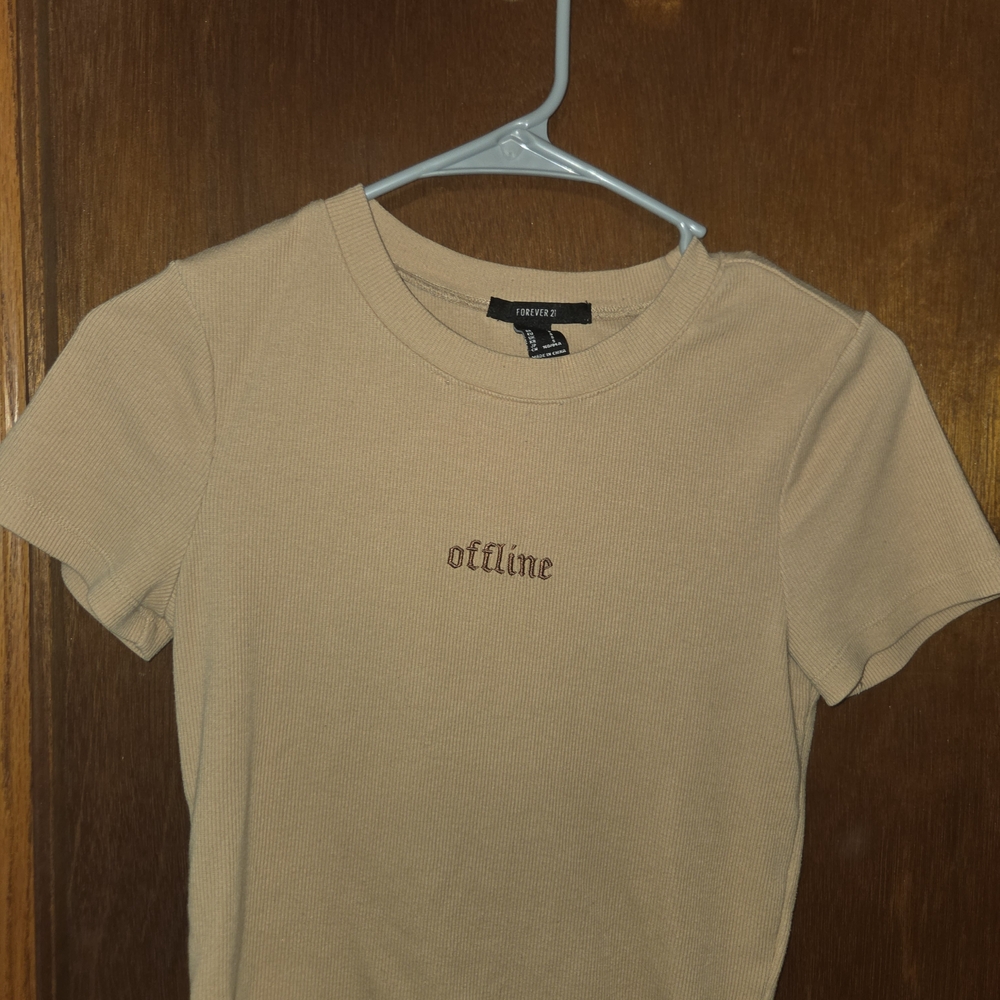 Forever 21 Beige Ribbed Crop Top